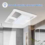 Modern ceiling-mounted bathroom exhaust fan with integrated 11W natural white LED light