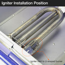 Igniter installation position next to a U-shaped burner on a stove.