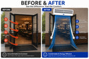 Before and after comparison of an Air curtain system in a room.