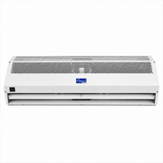 Awoco FM-1509SA1 commercial air curtain with white metal housing and adjustable air outlet on a white background.