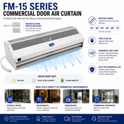 Commercial door air curtain help keep out hot air, dust and pollutants, and flying insects.   
