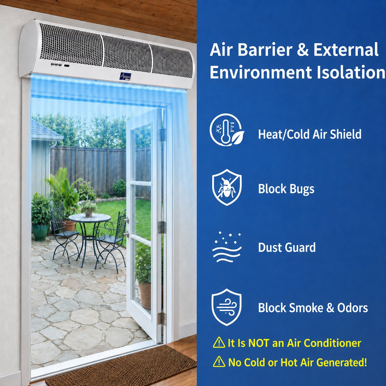 An air barrier and external environment isolation seal installed around a sliding glass door.