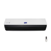 An Awoco Elite Series air curtain with a remote control. 