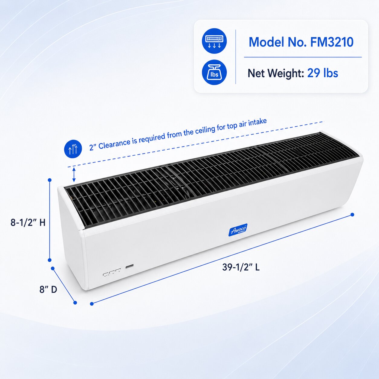 White 40-inch air curtain