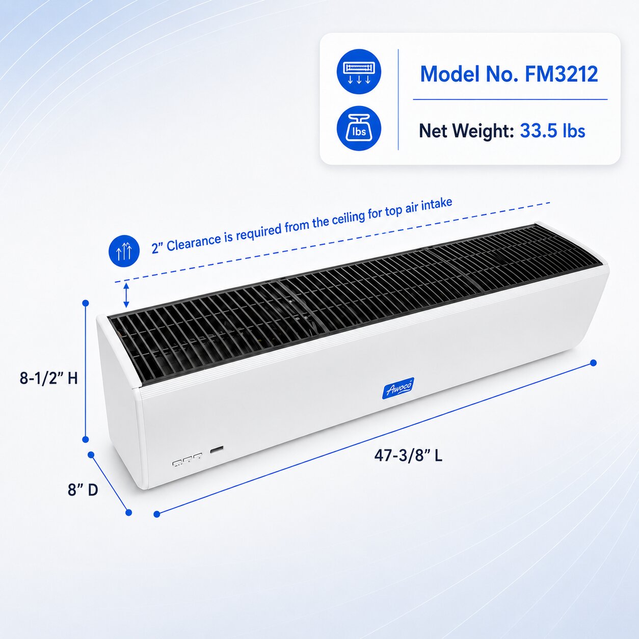 White 38-inch air curtain
