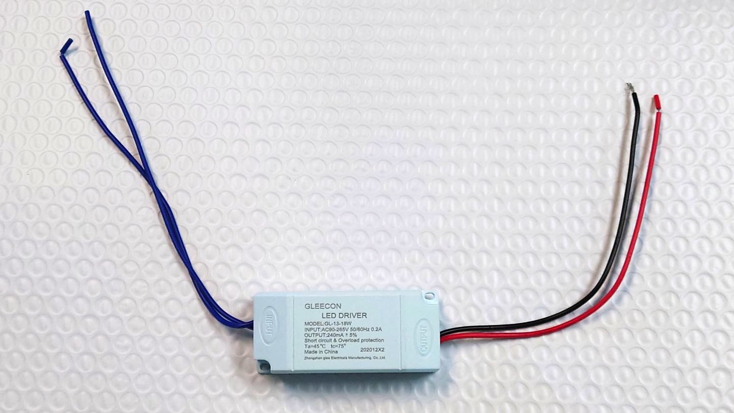 A blue LED driver with wires for electric fly traps