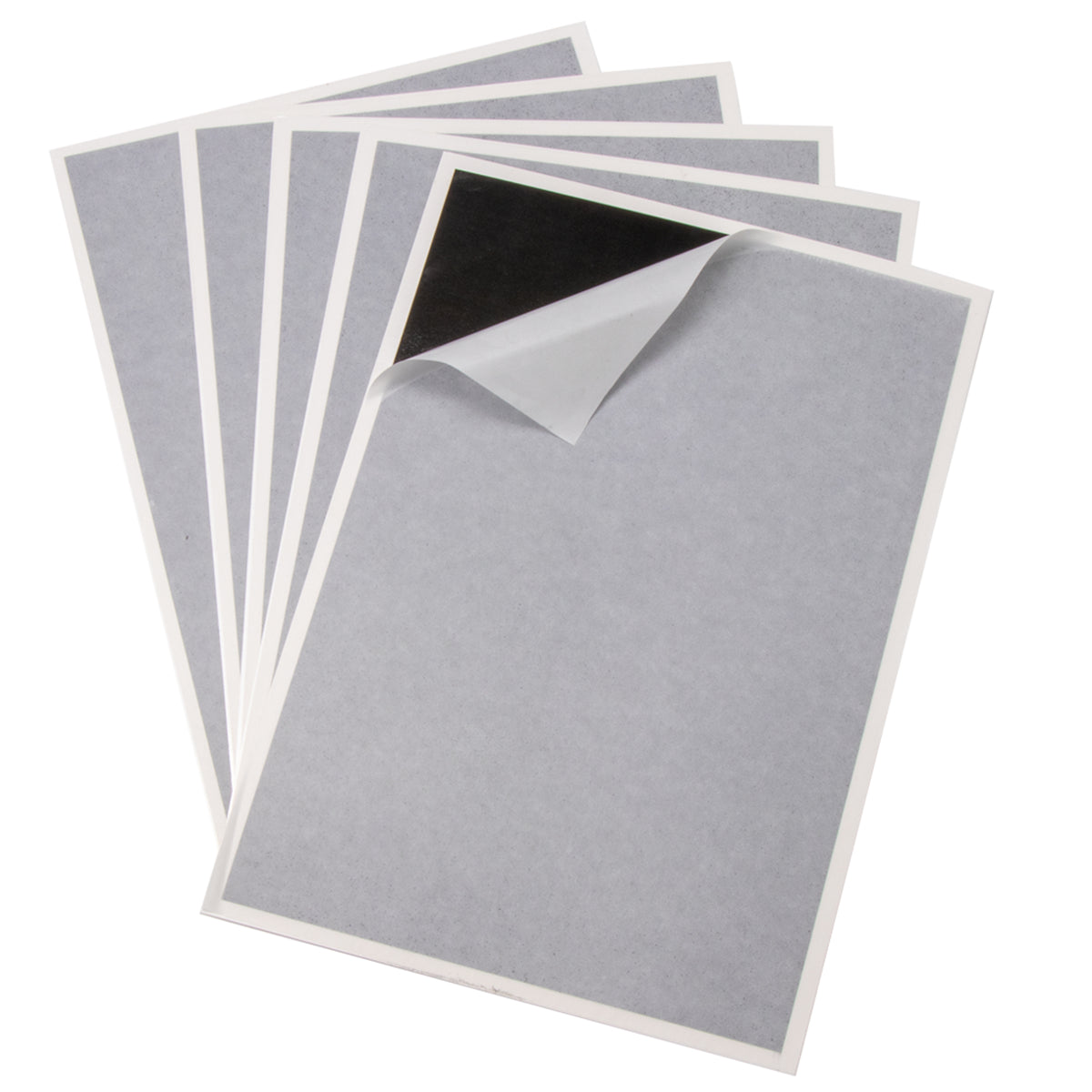 A pack of 5 replacement sticky glue boards for fly traps, with a part of one board showing adhesive side up.