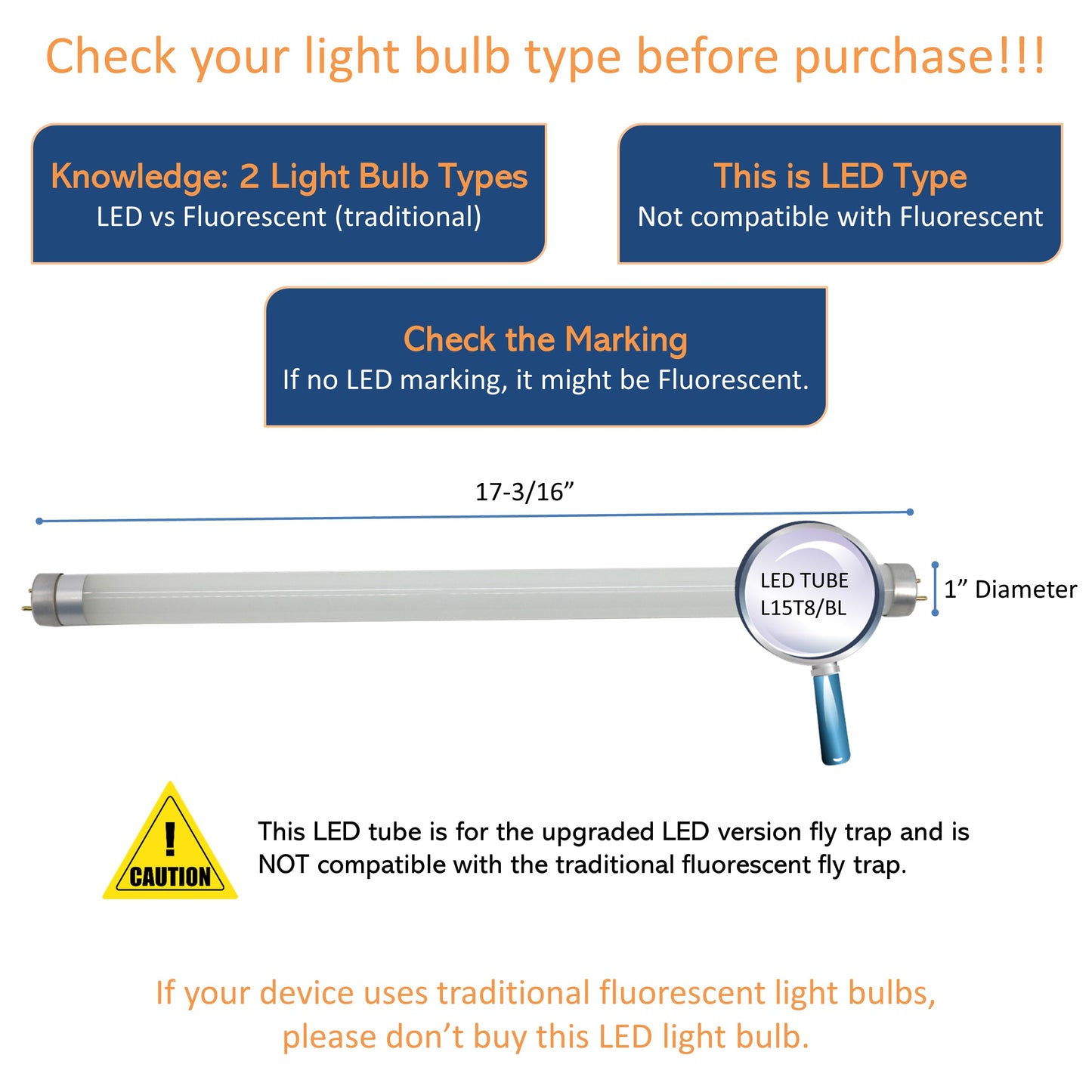 LED TUBE L15T8/BL, this is LED type not compatible with fluorescent