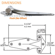 Kason 1070 Surfacemount Narrow Flange Hinge, Flush Dimensions
