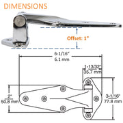 Kason 1070 Surfacemount Narrow Flange Hinge, 1" Offset Dimensions