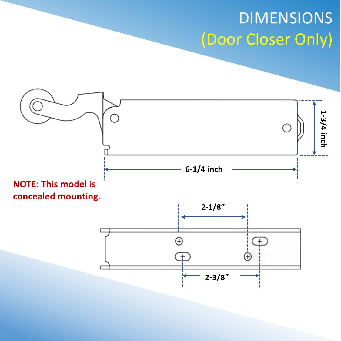 Kason 1094 Hydraulic Door Closer Concealed Body Only Dimensions