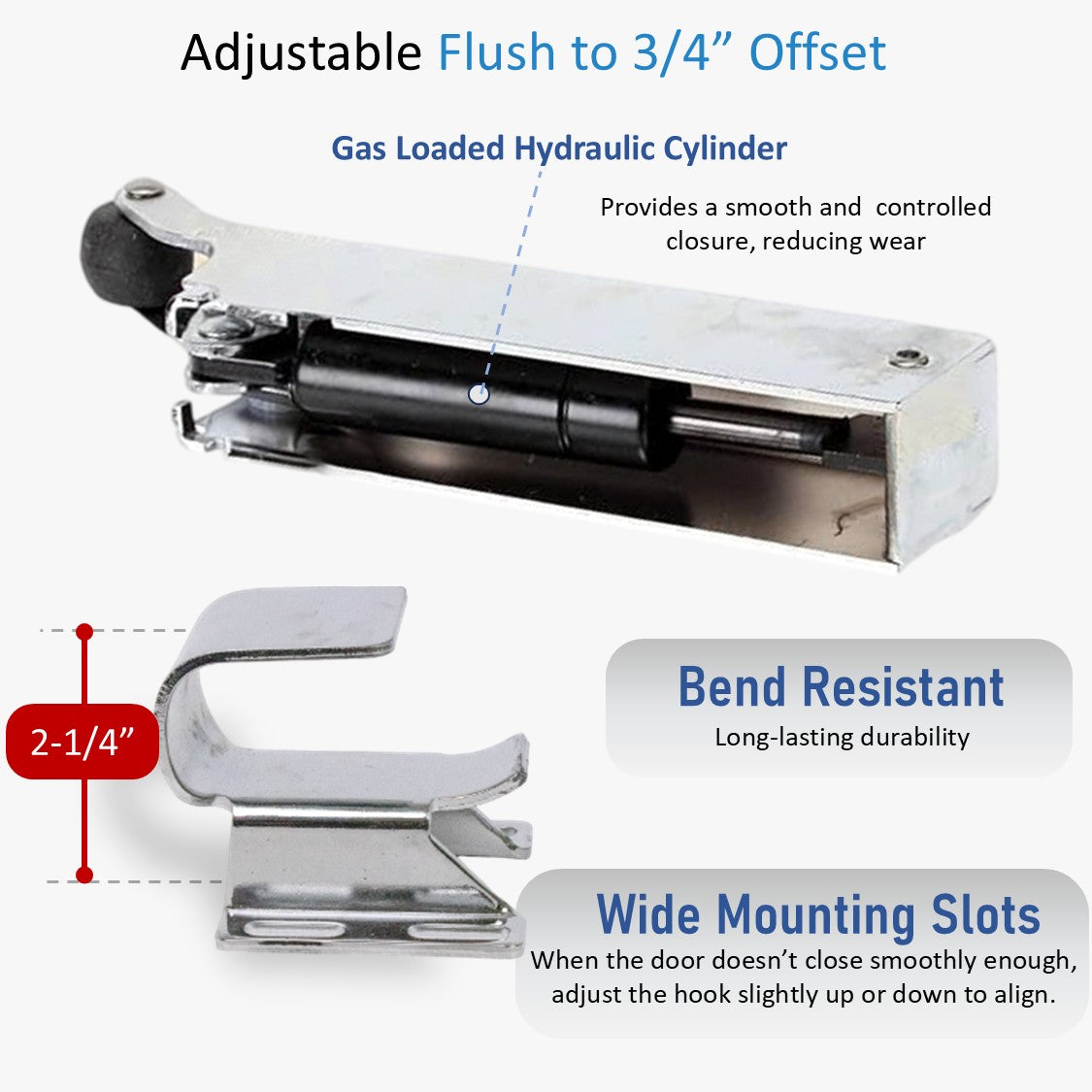 Kason 1094 Hydraulic Door Closer, Adjustable Flush to 3/4" Offset