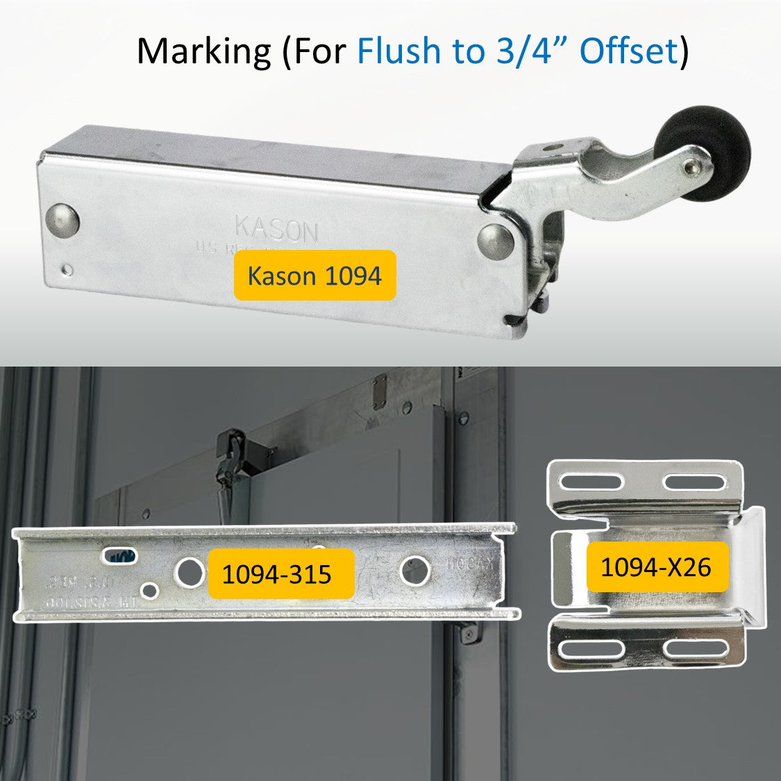 Kason 1094 Hydraulic Door Closer, Marking Flush to 3/4" Offset