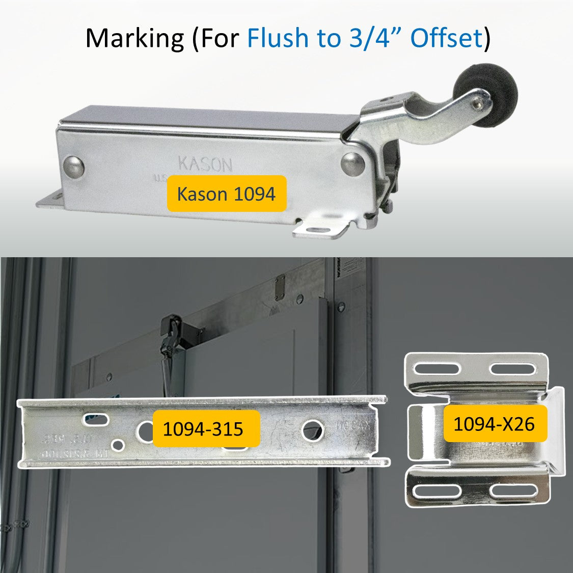 Kason 1094 Hydraulic Door Closer, Marking Flush to 3/4" Offset