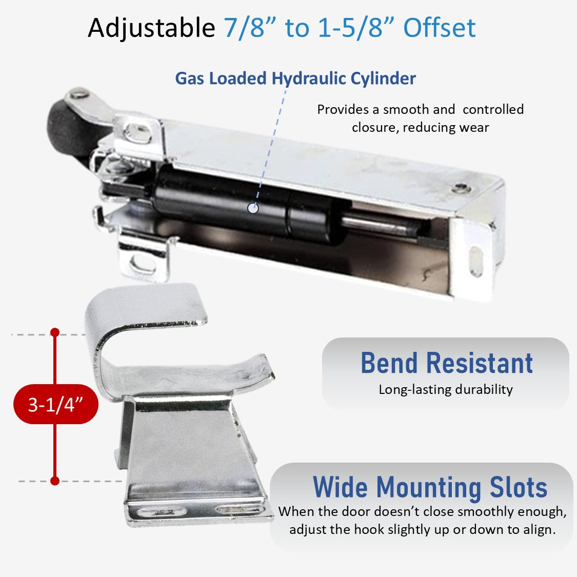 Kason 1094 Hydraulic Door Closer, Adjustable 7/8" to 1-5/8" Offset