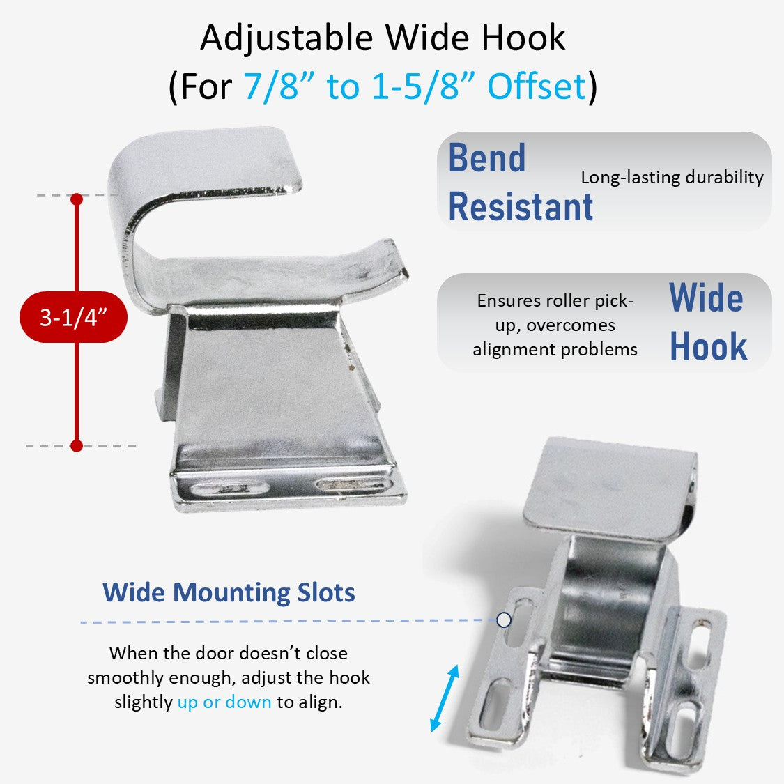 Kason 1094 Series Extra Wide Hook, 7/8" to 1-5/8"