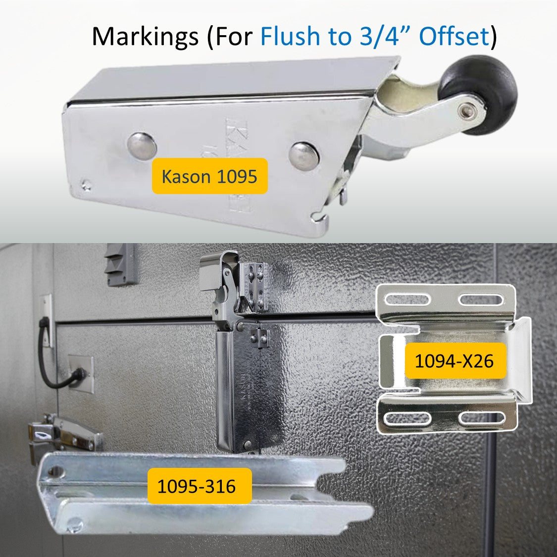 Kason 1095 Spring Action Door Closer, Markings Flush to 3/4" Offset