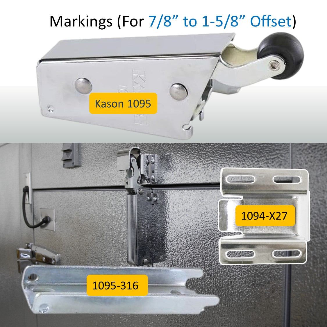 Kason 1095 Spring Action Door Closer, Marking 7/8" to 1-5/8" Offset