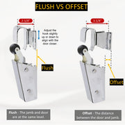 Kason 1095 Spring Action Door Closer, Flush vs Offset