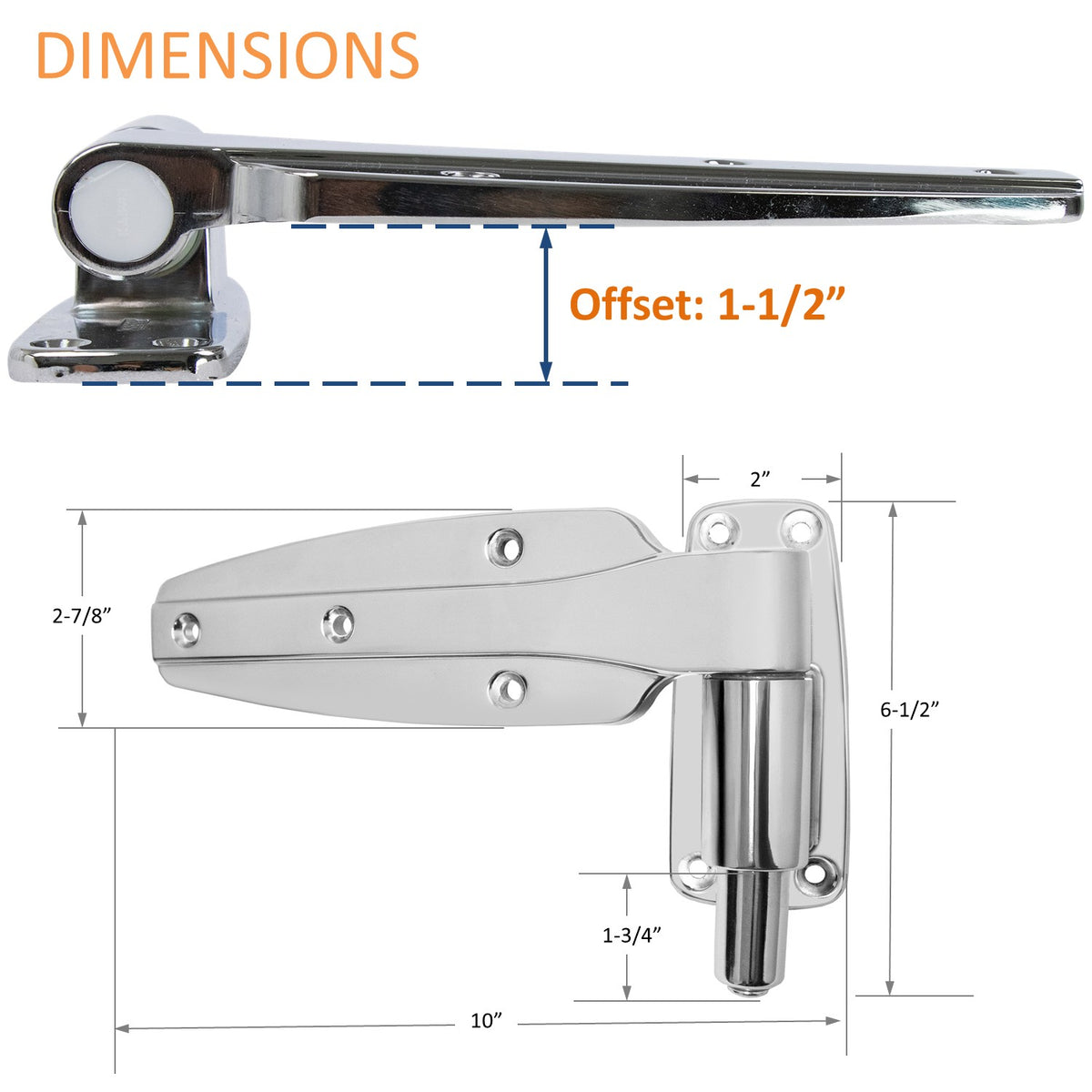 Kason 1248 Reversible Spring-Assisted Cam-Lift Hinge Offset: 1-1/2" Dimensions