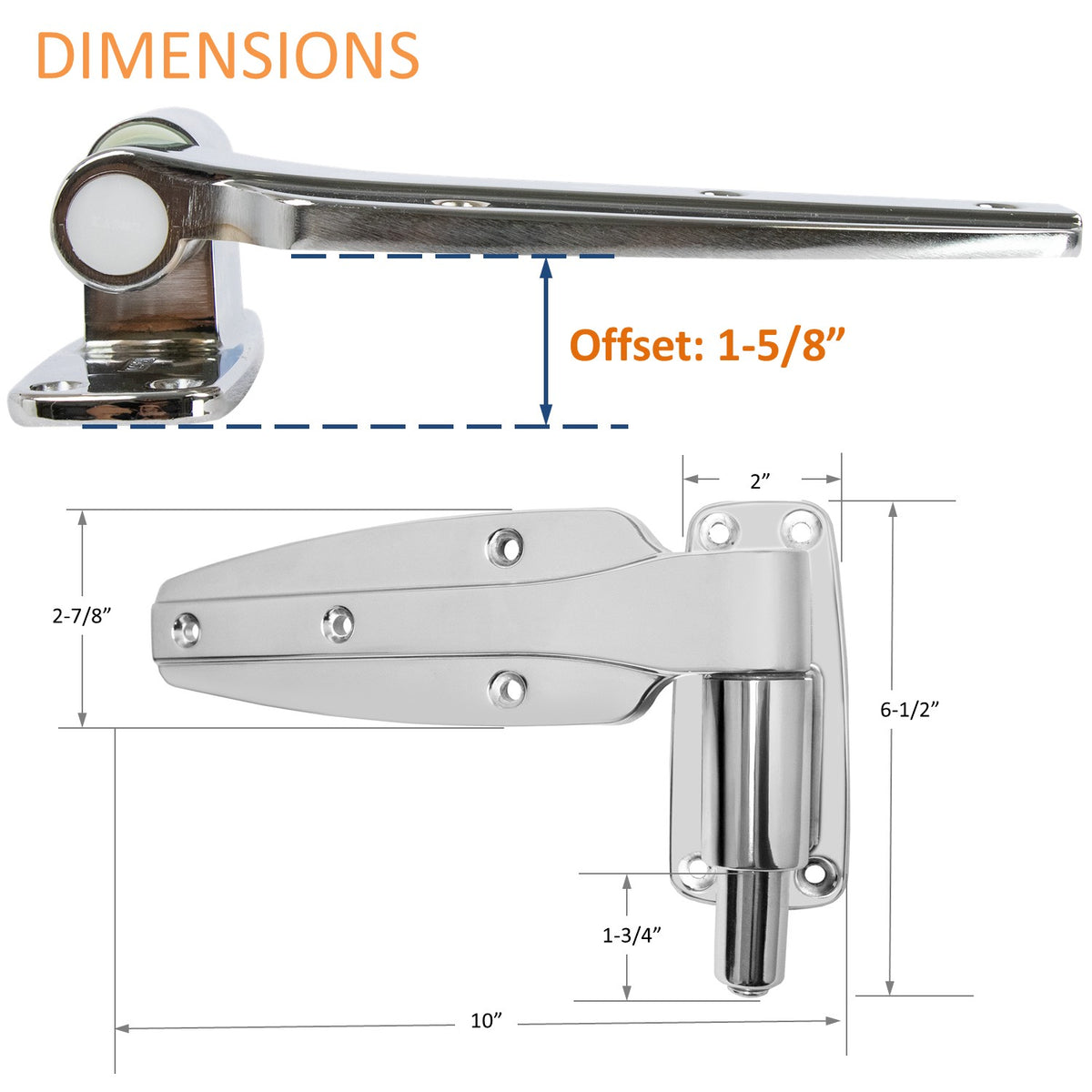 Kason 1248 Reversible Spring-Assisted Cam-Lift Hinge Offset: 1-5/8" Dimensions