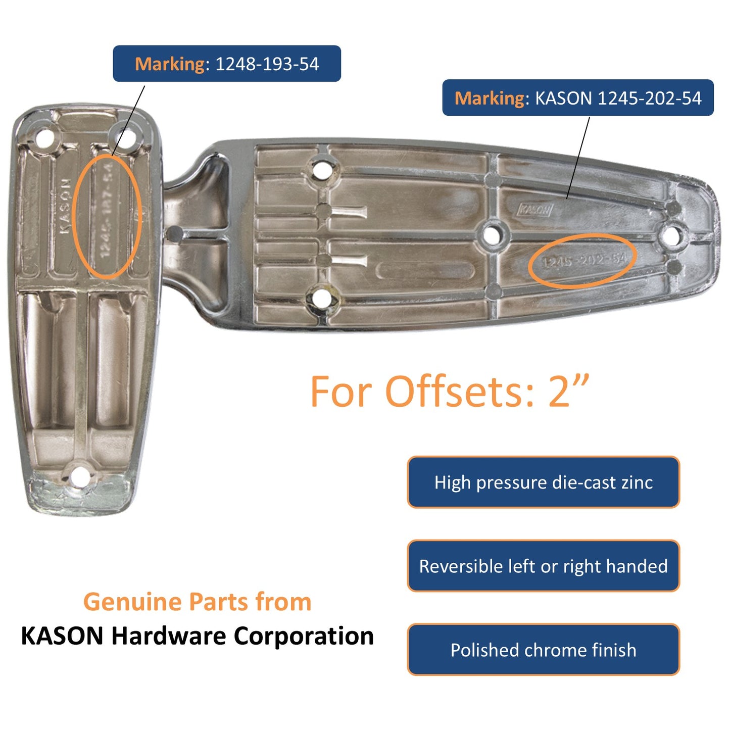 Kason 1248 Reversible Spring-Assisted Cam-Lift Hinge Offset: 2" Marking