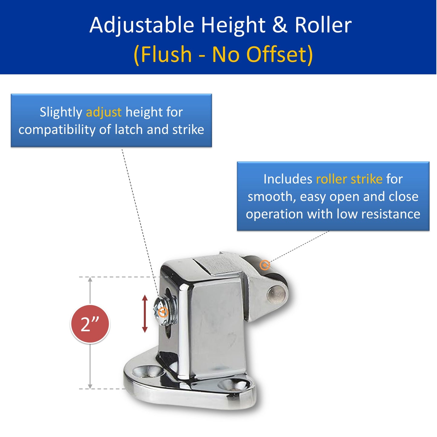 Kason 0058 Series Roller Strike A Offset Flush Adjustable Height & Roller