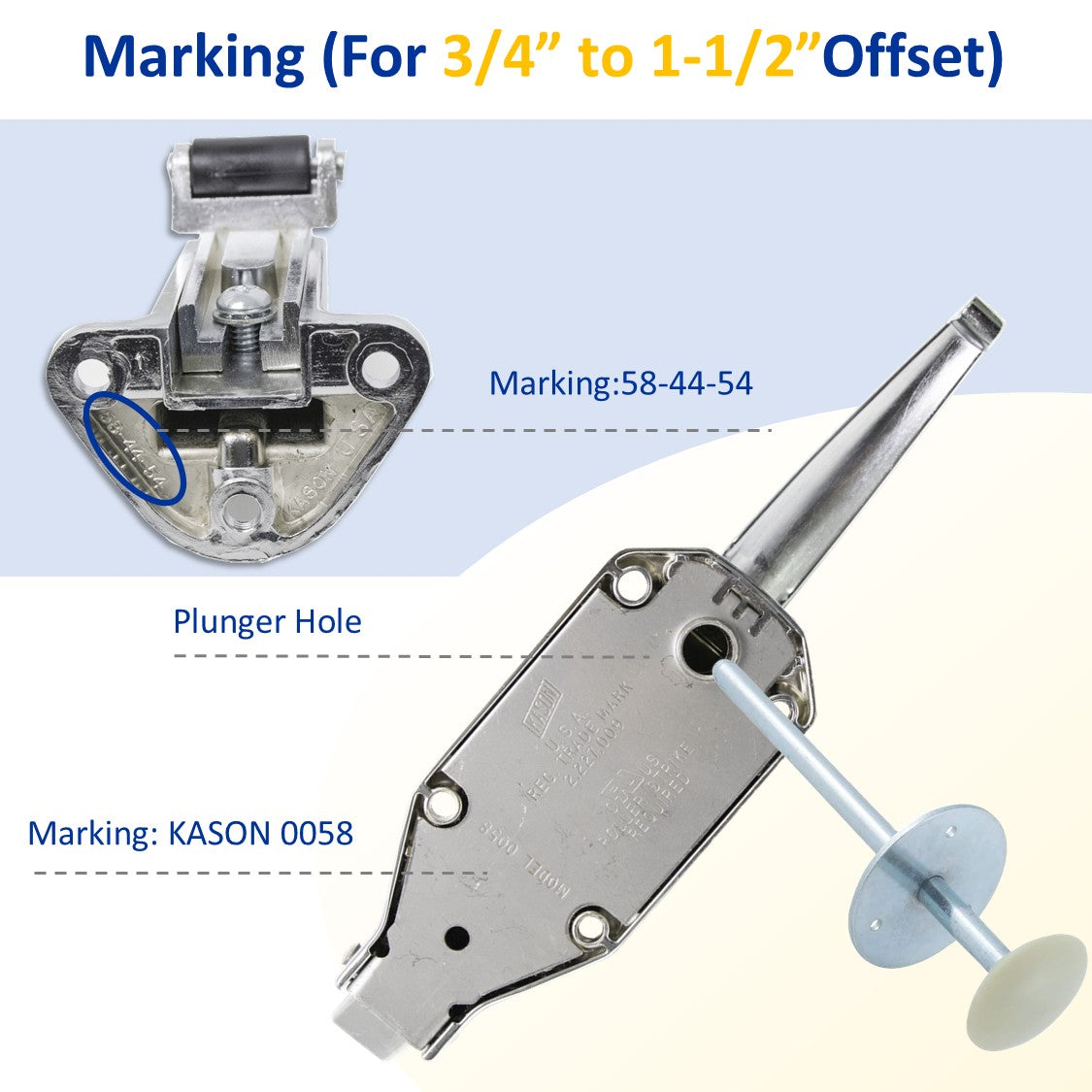 Kason 0058 Latch Complete Kit Marking for 3/4" to 1-1/2" Strike Offset