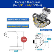Kason 0058 Series Roller Strike C Offset 3/4" to 1-1/2" Marking & Dimensions