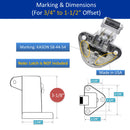 Kason 0058 Series Roller Strike C Offset 3/4" to 1-1/2" Marking & Dimensions