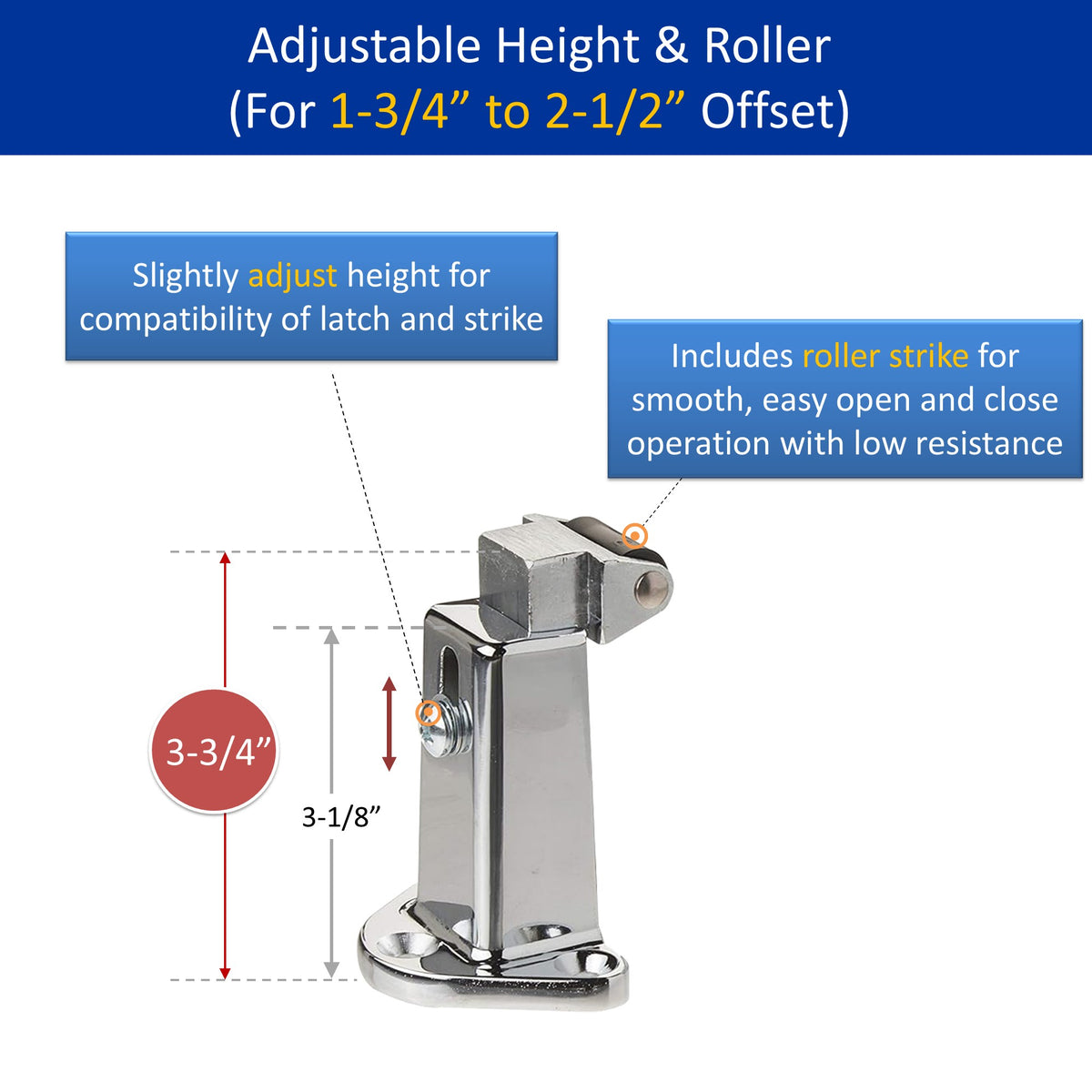 Kason 0058 Latch Complete Kit, Strike 1-3/4" to 2-1/2" Offset