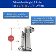 Kason 0058 Series Roller Strike C Offset 1-3/4" to 2-1/2" Adjustable Height & Roller