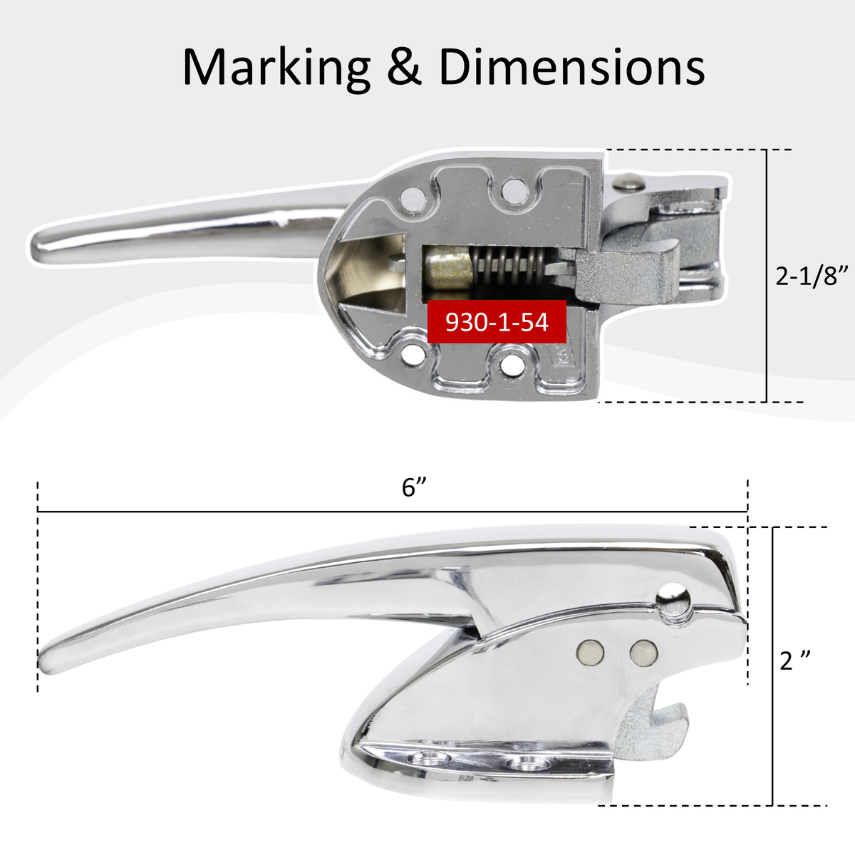 Kason 930 Trigger Action Latch with Adjustable Strike, Latch Marking & Dimensions