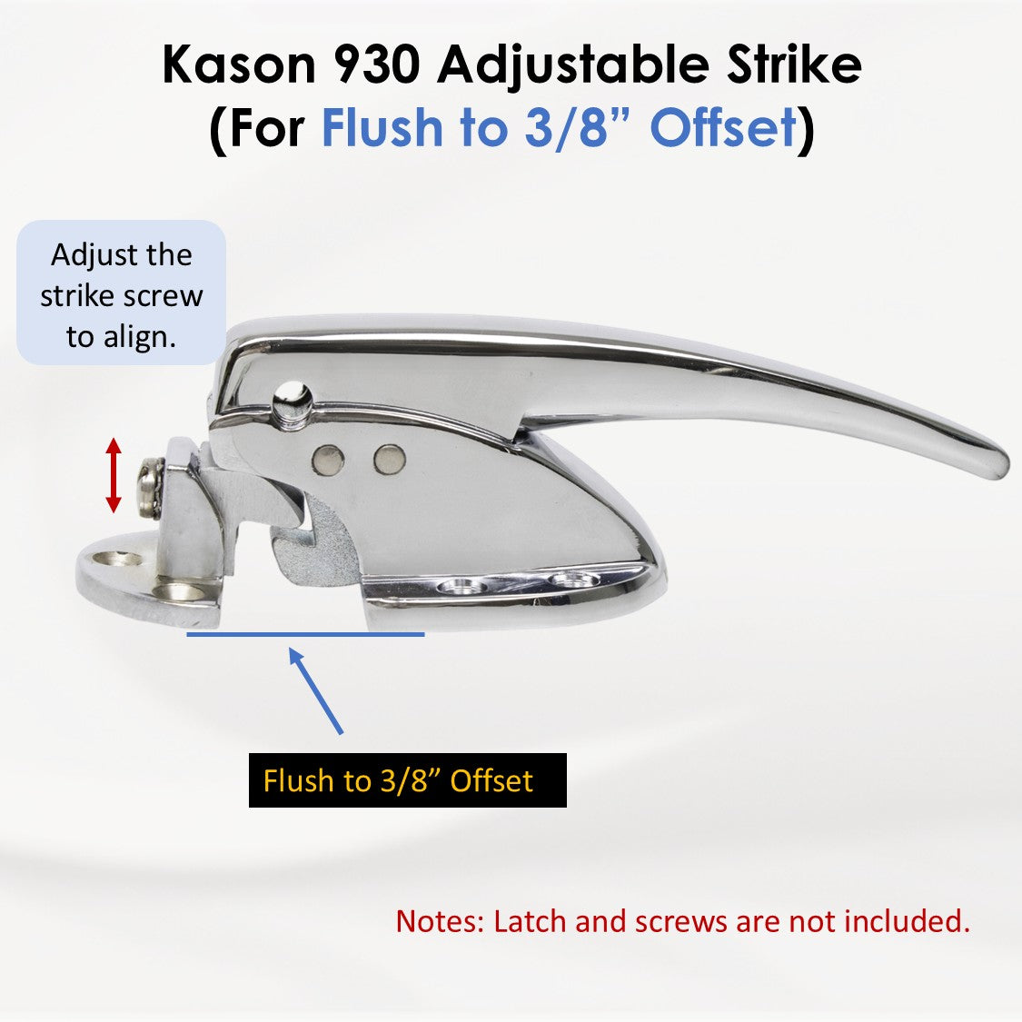 Kason 930 Adjustable Strike for Flush to 3/8" Offset Diagram