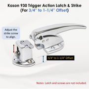 Kason 930 Adjustable Strike for Flush to 3/4" to 1-1/4" Offset Diagram