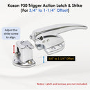 Kason 930 Adjustable Strike for Flush to 3/4" to 1-1/4" Offset Diagram