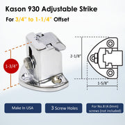 Kason 930 Adjustable Strike for Flush to 3/4" to 1-1/4" Offset