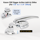 Kason 930 Trigger Action Latch with Adjustable Strike, Latch with Strike D 7/8" to 1-1/4" (3 Holes) Diagram