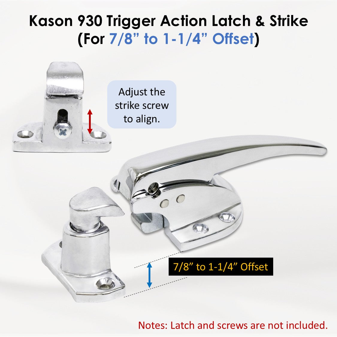 Kason 930 Adjustable Strike for 7/8" to 1-1/4" Offset (3 Holes) Diagram 2