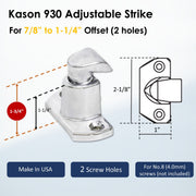 Kason 930 Adjustable Strike for 7/8" to 1-1/4" Offset (2 Holes) Diagram