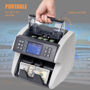 11" x 9" x 11" with hidden handle Awoco Bank Grade Mixed Denomination Bill Money Counter with Full Counterfeit Detection