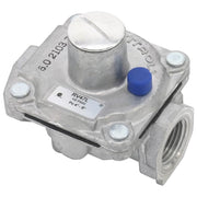 Maxitrol RV47L Natural Gas Pressure Regulator, with a 1/2 inch FPT thread and a blue adjustment knob