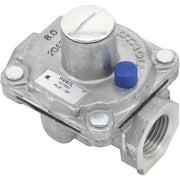 Maxitrol RV47L liquid propane gas pressure regulator with 1/2 inch FPT thread and 13/16 inch in and out opening.