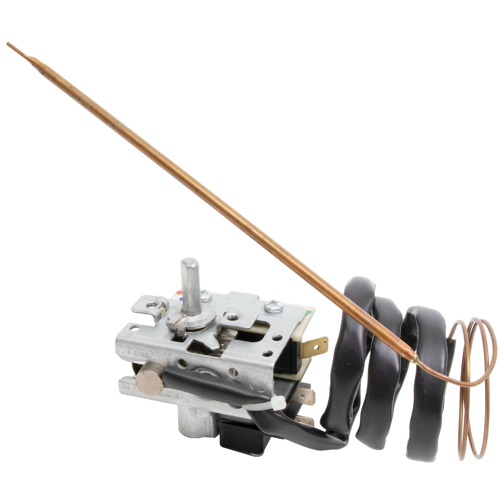 Robertshaw 275-3458-00 range oven thermostat with a copper bulb and metallic finishes.