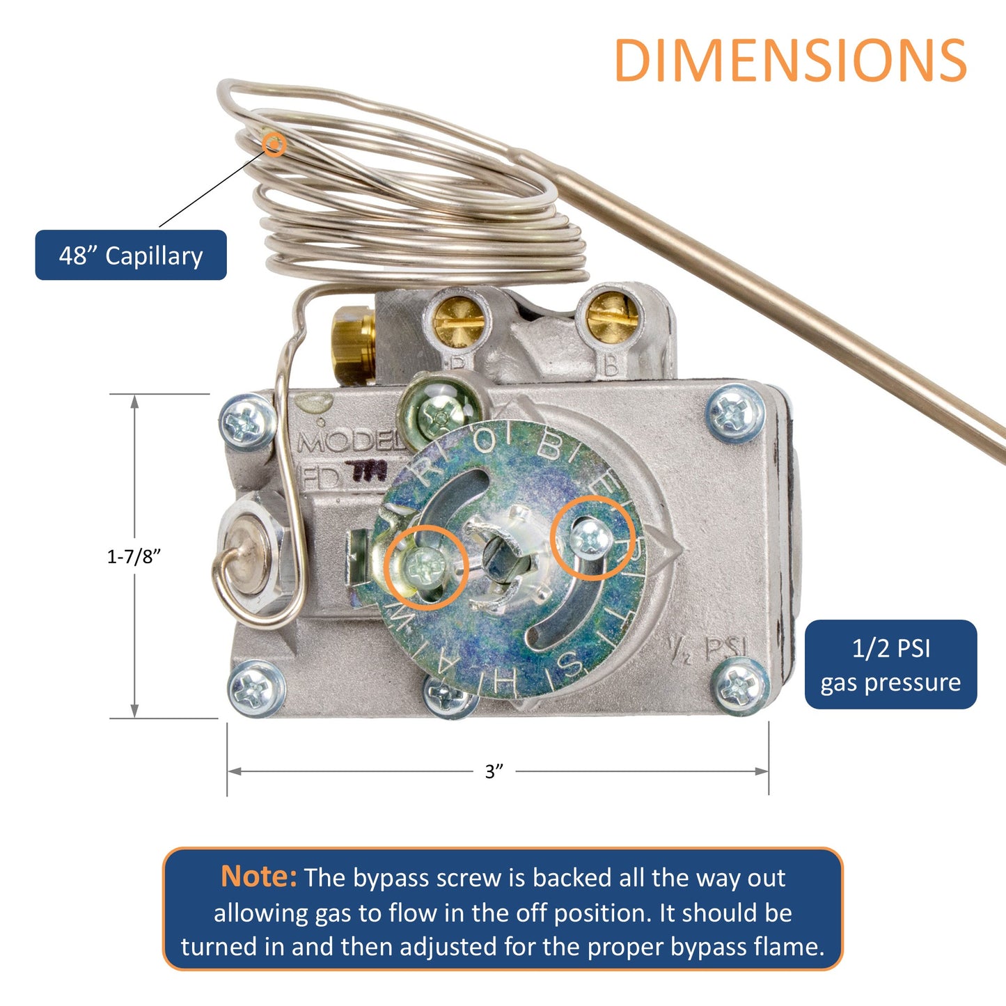 1/2 PSI gas pressure and 48" capillary