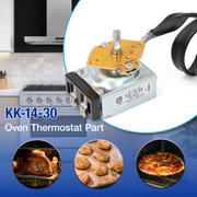 Oven thermostat part with kitchen and food