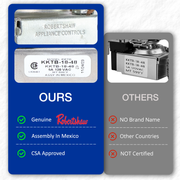 Comparison of ours genuine Robertshaw, assembly in Mexico, and CSA approved vs. others no brand name, other countries, and not certified