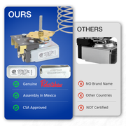 Comparison of a genuine Robertshaw, assembly in Mexico, CSA approved component vs. others no brand name, not certified