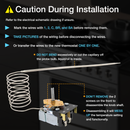 Technical diagram with text on thermostat installation