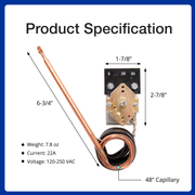 Product specification diagram with a device and its dimensions 